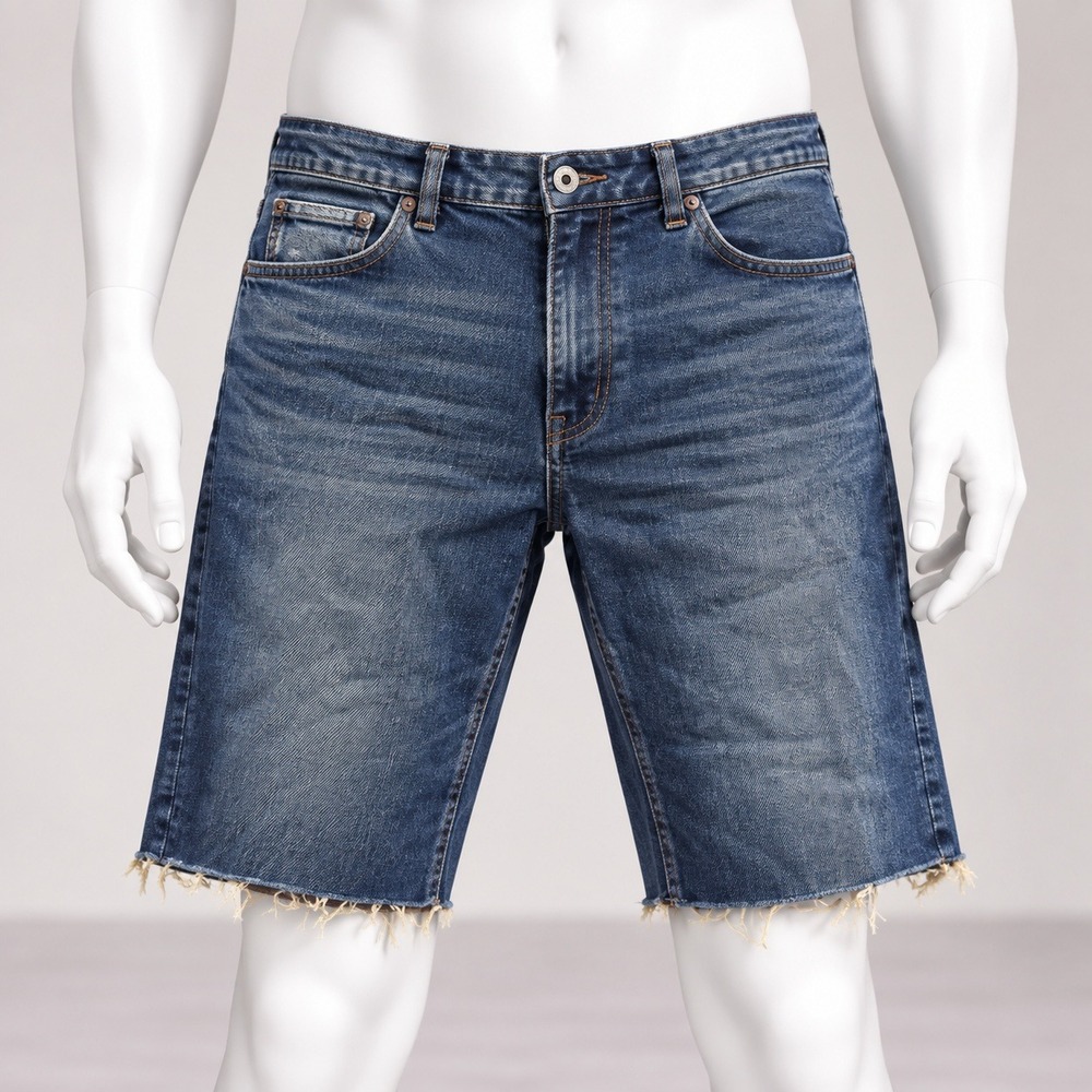 Empyre Sledgehammer Denim Shorts Mens 34 Dark Wash Raw Hem Cut Off Regular Fit